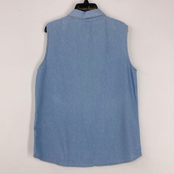 Vintage 90s Sleeveless Embroidered Denim Top Size M - Picture 5 of 6